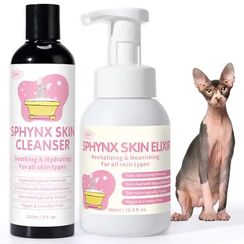 ZOXY Sphynx cat shampoo and conditioner duo bottles