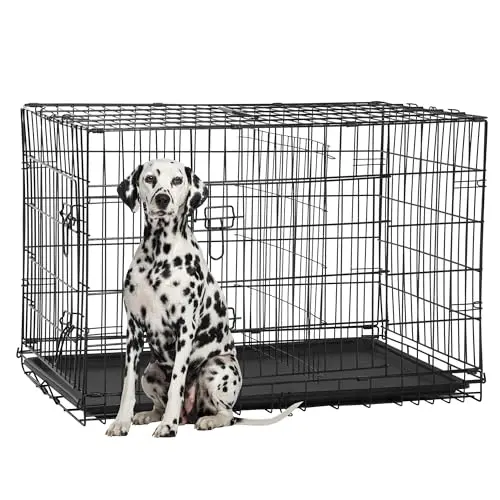 FDW 48-inch black double door folding metal dog cage