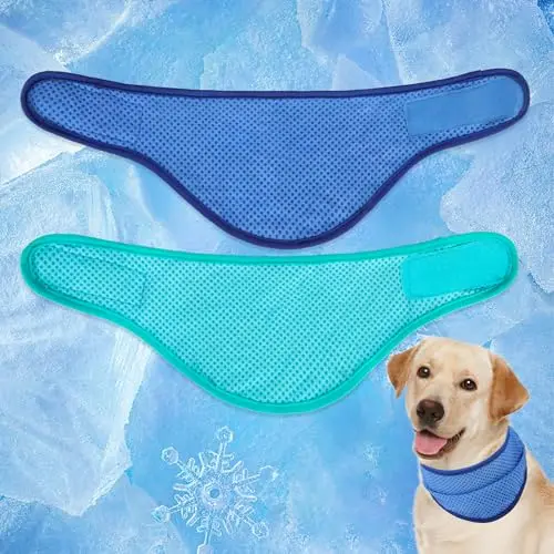 EXPAWLORER 2-pack dog cooling bandanas in navy and green with hook-and-loop closure