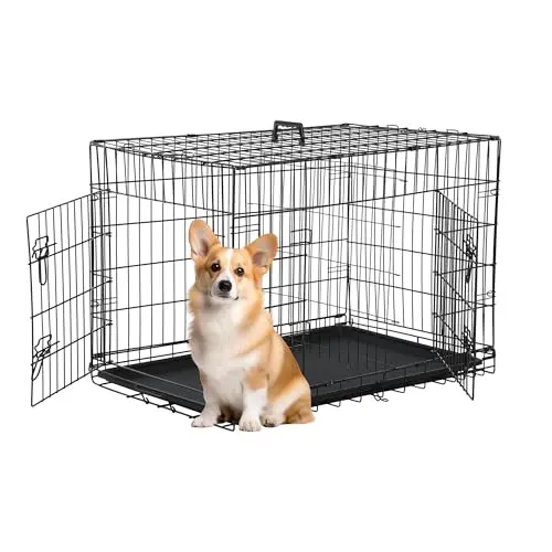 FDW 30-inch double door folding metal dog crate cage