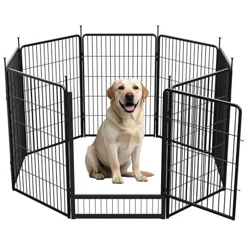SunsGrove black dog playpen with wider door for outdoor use