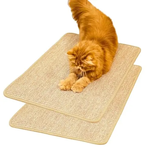 pingping-go beige sisal cat scratching mat 2-pack with jute border