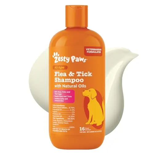 Zesty Paws Flea and Tick Shampoo for Dogs bottle