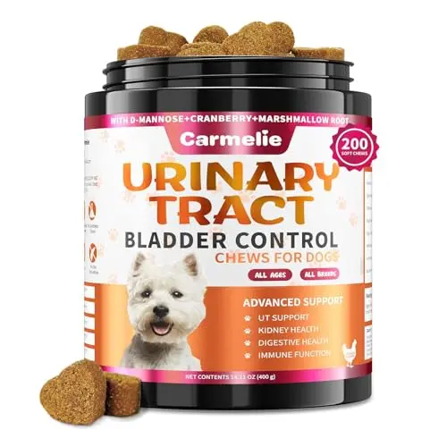 Carmelie dog urinary tract supplement soft chews with cranberry and D-mannose