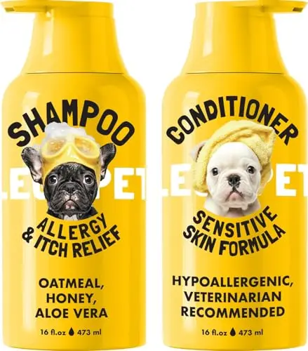 LEGITPET Oatmeal Dog Shampoo & Conditioner bottle with honey and aloe for sensitive skin