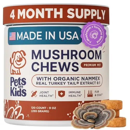 Pets are Kids organic turkey tail mushroom chews for dogs