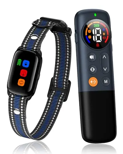 SODOG blue vibrating dog collar with dual LCD screen remote