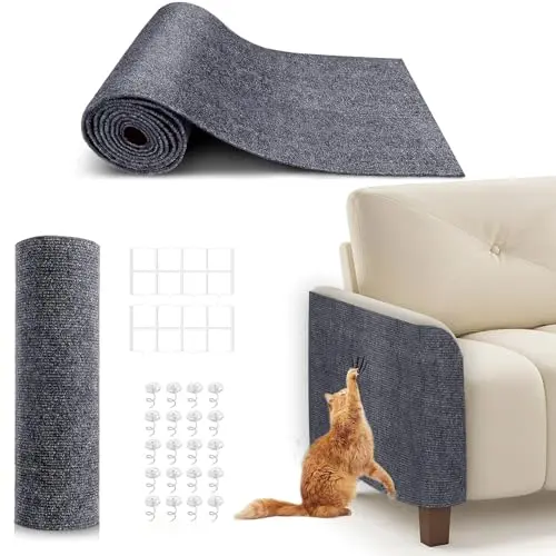 BumaiGo Large Self-Adhesive Cat Scratching Carpet in dark grey