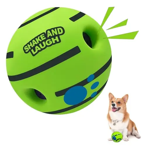 SHAKE AND LAUGH hard plastic dog ball with a depressed surface for grip