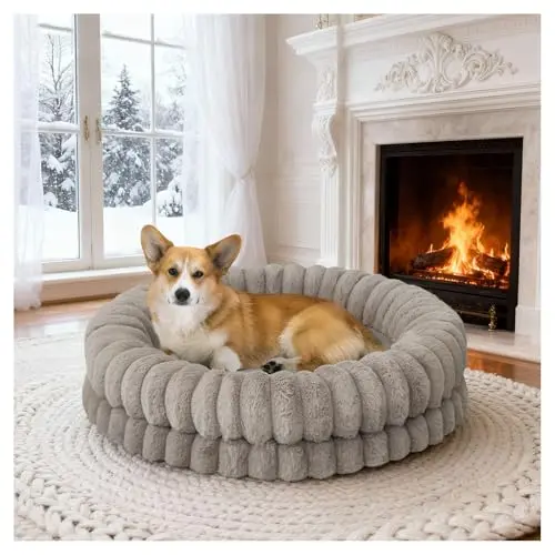 BALANCE oatmeal round donut dog bed