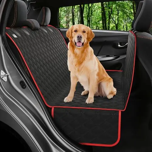 Petloox waterproof dog hammock with non-slip backing and storage pockets