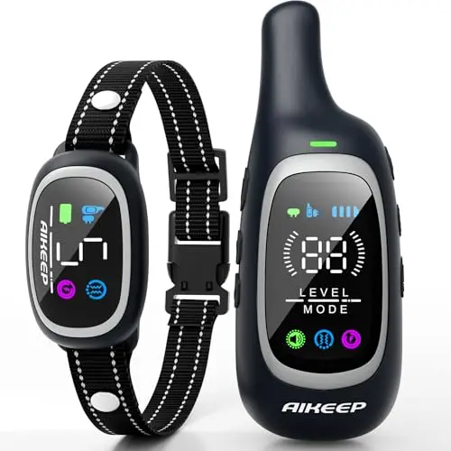 AIKEEP black 2-in-1 dog bark and shock collar with remote