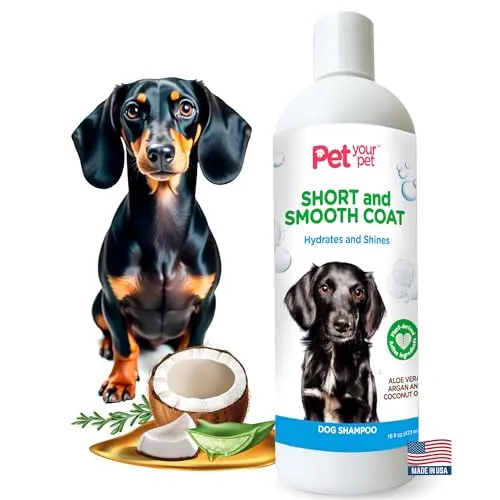 Natural Dog Shampoo for Short Coats bottle with hydrating formula