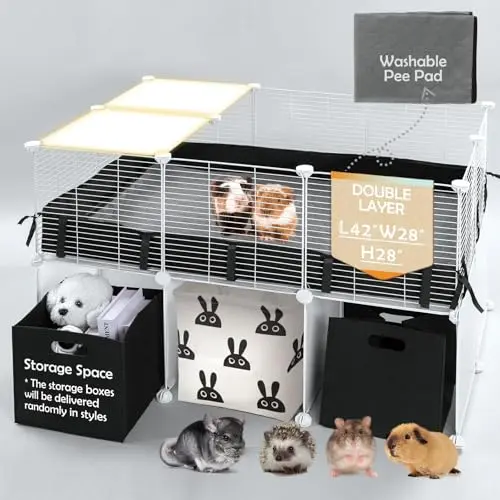 MEEXPAWS two-layer small animal playpen with storage boxes underneath