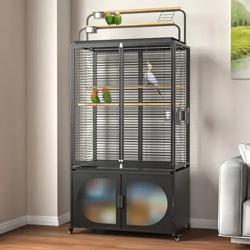 GDLF extra large bird cage with storage cabinet