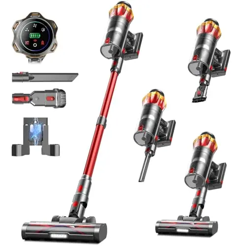 mohomo Nova V5 red cordless vacuum with LED touch screen