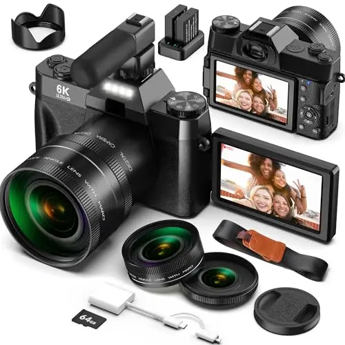 Yatao 6K digital camera with dual lens, perfect for pet close-up photography