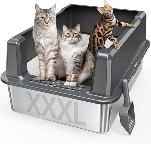 Pematar extra-large stainless steel covered cat litter box