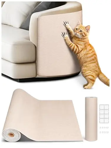 Minyii Self-Adhesive Carpet Cat Scratch Mat in beige with trim-to-fit design