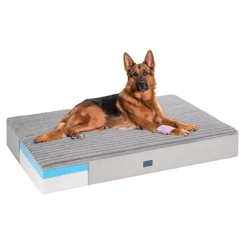 Veehoo extra large grey memory foam dog bed with ultra-soft faux fur