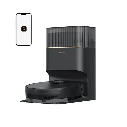 DREAME D20 Pro Plus robot vacuum with self-emptying base on a hard floor