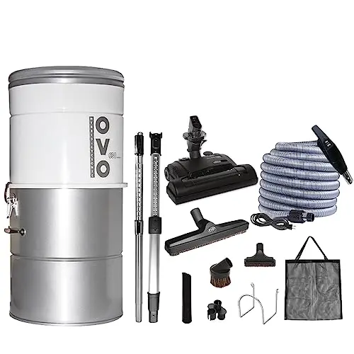 OVO 630 Airwatts Central Vacuum System with white canister and accessory kit