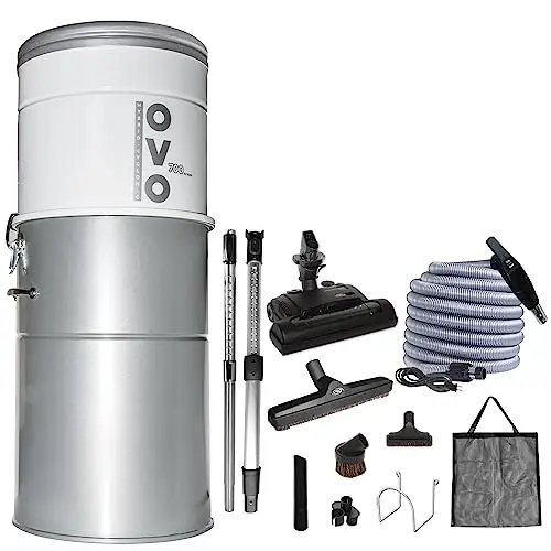 OVO 700 Airwatts Central Vacuum System with white canister and accessory kit