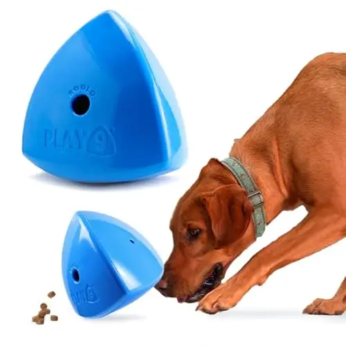PLAY 9 Roolo blue tetrahedron-shaped dog treat dispenser ball
