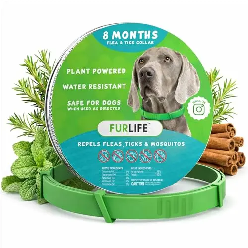FurLife green waterproof flea collar for dogs with natural oils