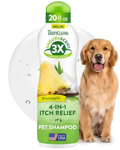 TropiClean Itch Relief Dog Shampoo bottle with pineapple scent