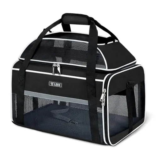 Lekereise black soft-sided pet carrier with expandable top mesh