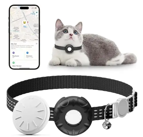 Pink mini GPS tracker collar for cats with bell