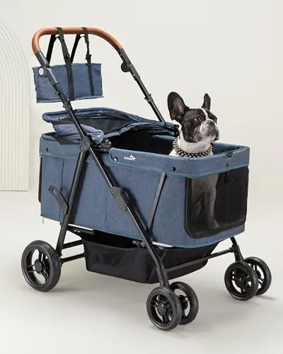 OJCME extra large pink dog stroller with reinforced frame for two dogs