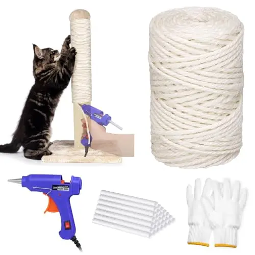 ZALALOVA sisal rope with hot glue gun and glue sticks for repairing cat scratching posts