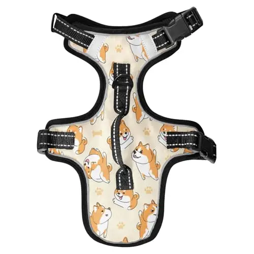MAOBLYR adjustable no-pull dog harness for Shiba Inu with reflective design