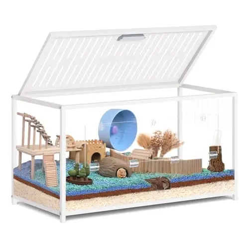 MUNNAR white metal and acrylic hamster cage with dual doors