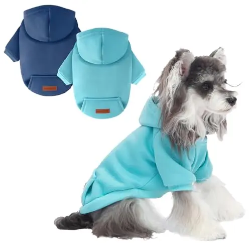 BAOBICUTE 2-pack dog hoodie set for small dogs with pockets