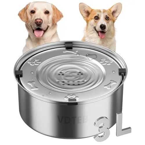 VDTEB stainless steel slow drinking dog water bowl with floating disk