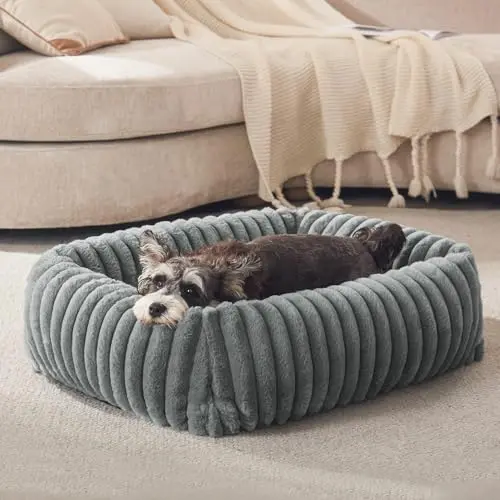 FURTIME grey rectangular orthopedic dog bed with a removable cover
