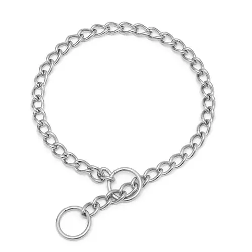YOUALSO stainless steel choke dog chain collar with slip P-link