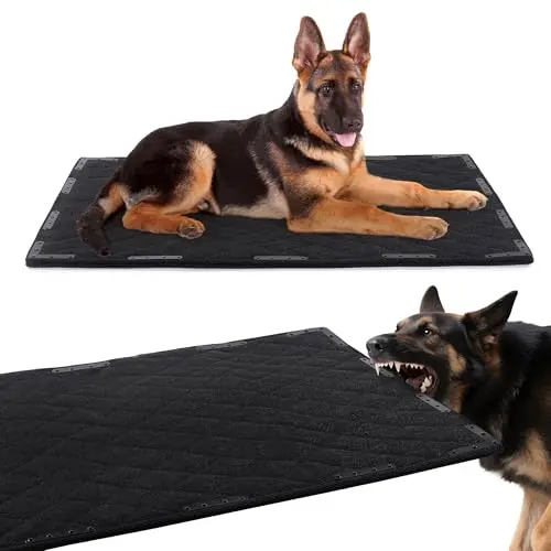 HOMBYS chew proof dog bed mat with metal rivets in black