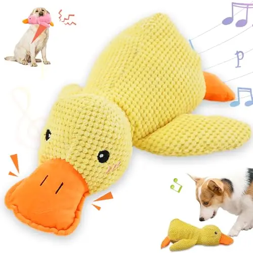 Koujut yellow duck-shaped dog toy with quacking sound