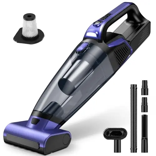 RELIDOL purple cordless handheld vacuum with built-in motorized brush for pet hair