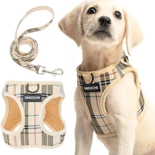 ZEEMIAS beige step-in mesh dog harness laid flat, showing its simple design