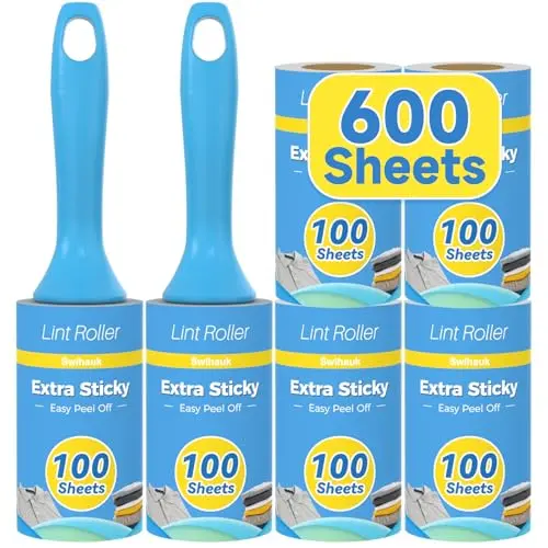 Swihauk 600-sheet lint rollers in blue with ergonomic handles