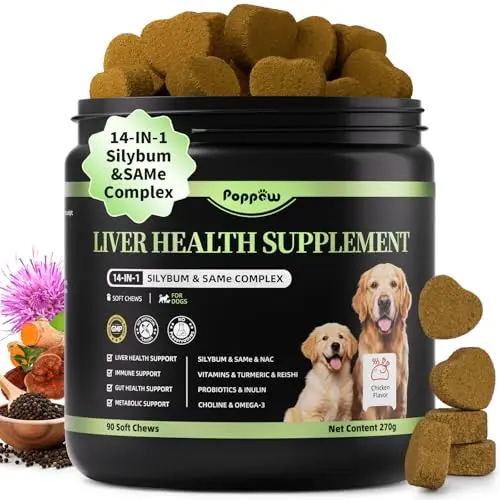 POPPAW holistic dog liver support soft chews with 14 active ingredients