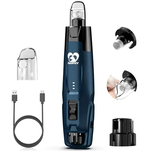 Casfuy New 6-Speed Dog Nail Grinder with LED display and dark blue body