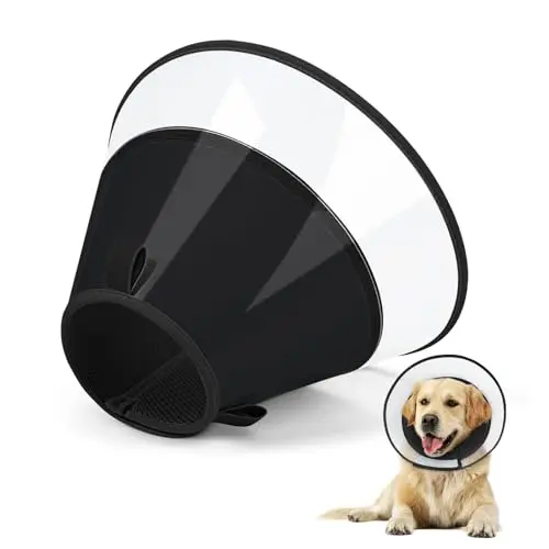 Joypig dog cone collar with integrated soft liner in light black