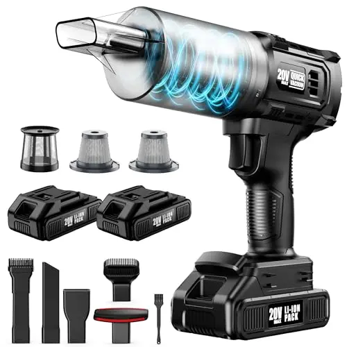 ONAVOT black cordless handheld vacuum with two detachable batteries