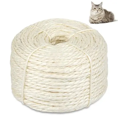 OPVIXI 164 foot long natural sisal twine rope for cat tree and scratching post repair